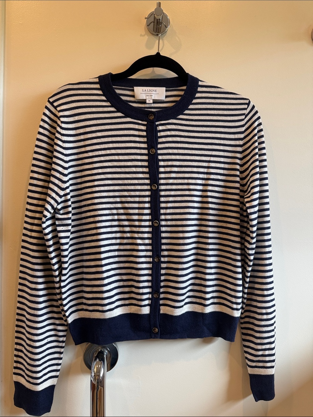 La Ligne Ben Cardigan - navy and white stripe